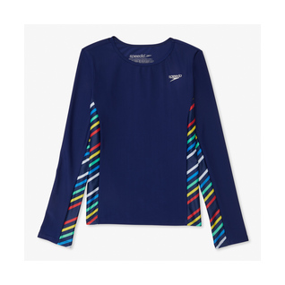 Speedo Girls L/S Print Splice Rashguard