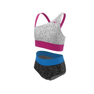 Nike Water Dots Asymmetrical Top & High Waist Bikini Set