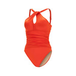 Aquashape Women's Black Contemporary Front Keyhole One Piece Swimsuit