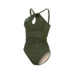 Aquashape Women's Black Contemporary Front Keyhole One Piece Swimsuit