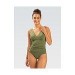 Dolfin Solid Moderate Surplice Wrap Front One-Piece