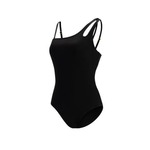 Dolfin Women's Aquashape Moderate Asymmetrical One Piece: Black Ribbed Knit