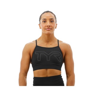 Tyr Base Kinetic Women's High Neck Big Logo Sports Bra - Solid
