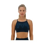 Tyr Base Kinetic Women's High Neck Big Logo Sports Bra - Solid