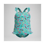 Speedo Girls Digital Frill Thin Strap One Piece Swimsuit