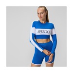 Speedo Women's Long Sleeve Colorblock Logo Crop Rashguard Swim Top